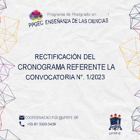 RECTIFICACIÓN DEL HORARIO SOBRE EL AVISO NO. 1/2023
