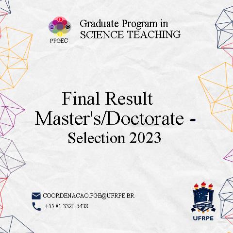 Final Result Masters/Doctorate - Selection 2023