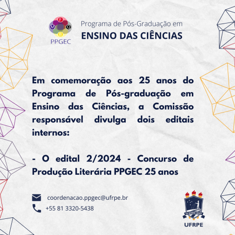 O edital 2/2024 - Concurso de Produção Literária PPGEC 25 anos