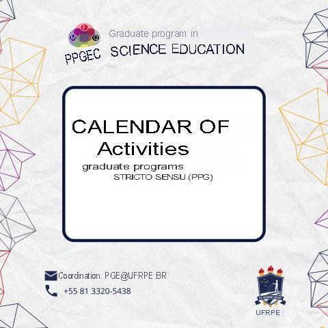 Calendar of activities for the "Stricto Sensu" Postgraduate Programs