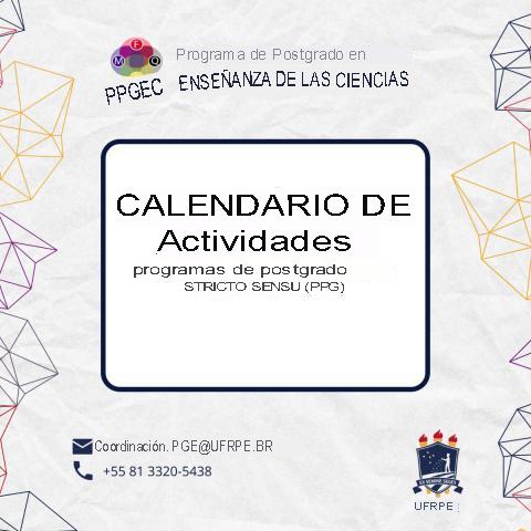 Calendario de actividades de los Programas de Posgrado "Stricto Sensu"