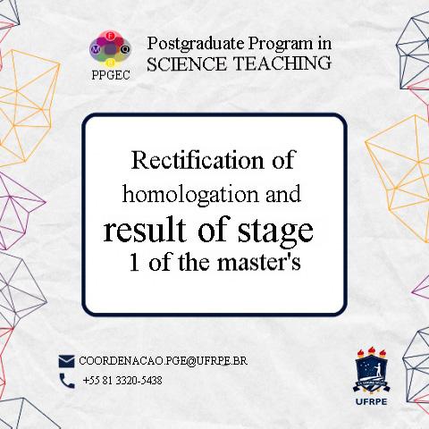Rectification of approval and result of stage 1 of the master's degree
