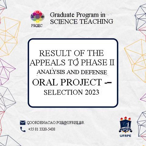 Result of Appeals for Stage II - Analysis and oral defense of project - Selection 2023