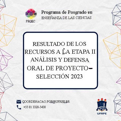 Resultado de Apelaciones a la Etapa II - Análisis y defensa oral del proyecto - Selección 2023