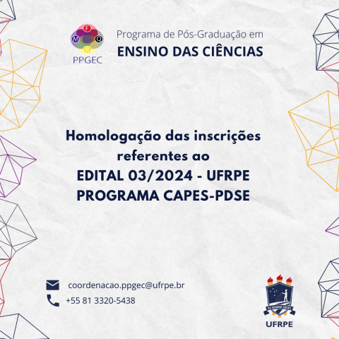 Homologação das inscrições referentes ao EDITAL 03/2024 – UFRPE PROGRAMA CAPES-PDSE