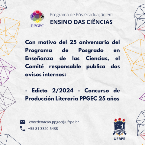 Aviso 3/2024 - Convocatoria de Publicación de Libros PPGEC 25 años