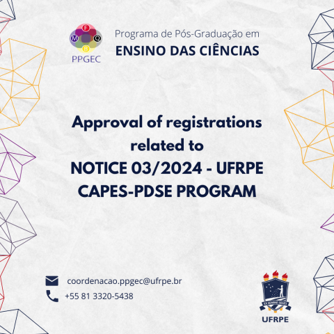 Approval of registrations related to NOTICE 03/2024 – UFRPE CAPES-PDSE PROGRAM