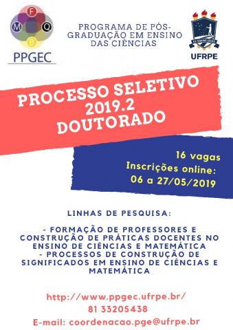 Processo seletivo 2019.2 Doutorado.