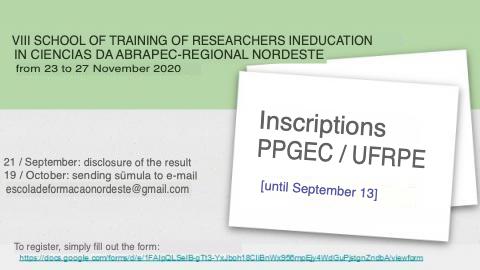 VIII SCHOOL FOR RESEARCHER TRAINING IN SCIENCE EDUCATION OF ABRAPEC – NORTHEAST REGION
