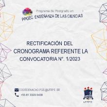 RECTIFICACIÓN DEL HORARIO SOBRE EL AVISO NO. 1/2023