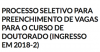 Processo seletivo para preenchimento de vagas para o curso de doutorado (ingresso em 2018-2)